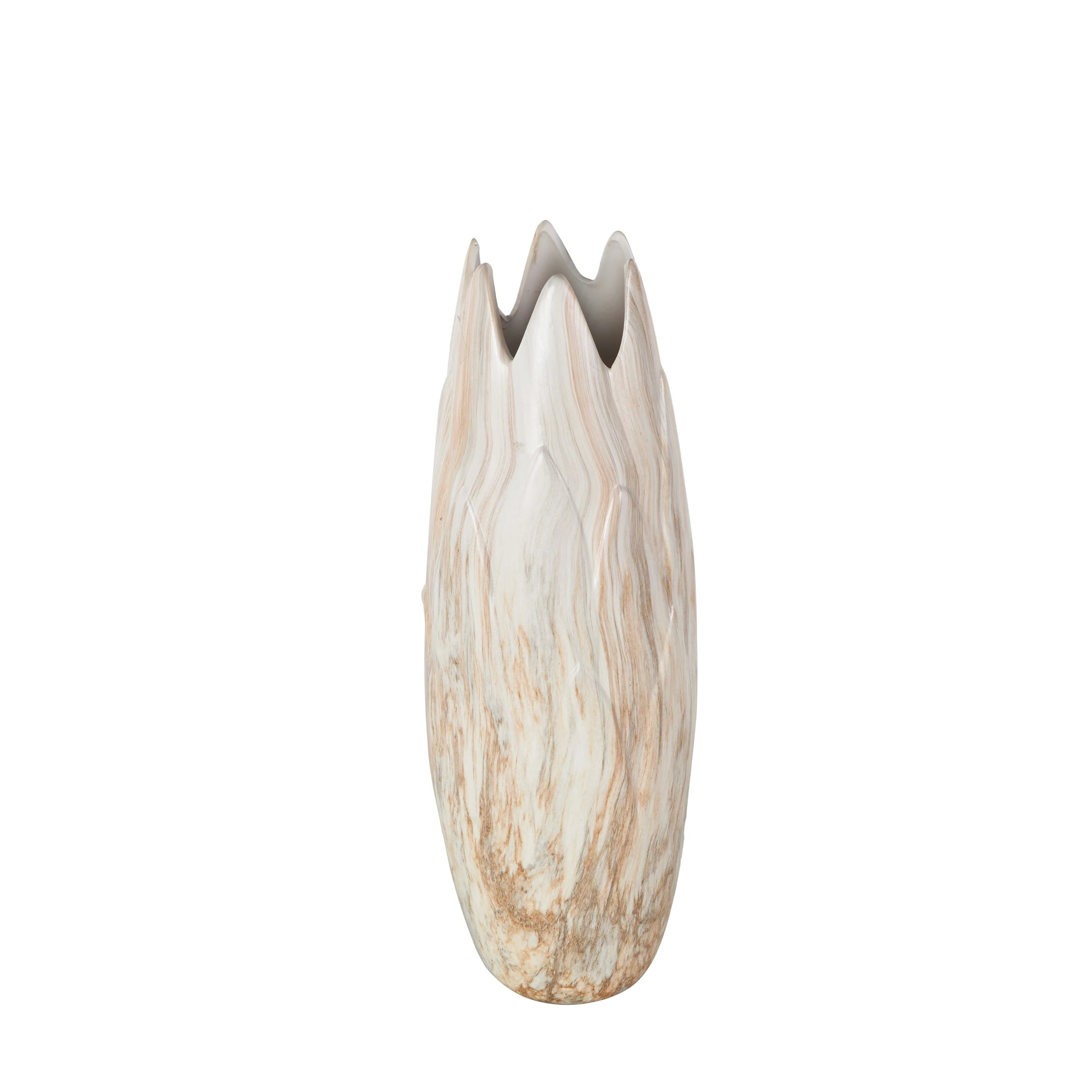 Ceramic Marbled Decorative Vase with Angled Edge Opening and Rust Accents | Wayfair North America