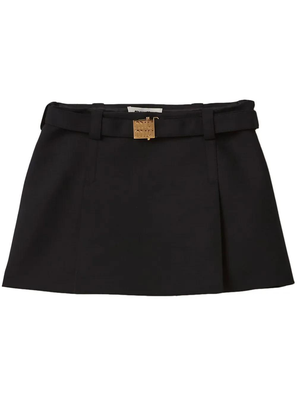 logo-plaque wool miniskirt | Farfetch Global