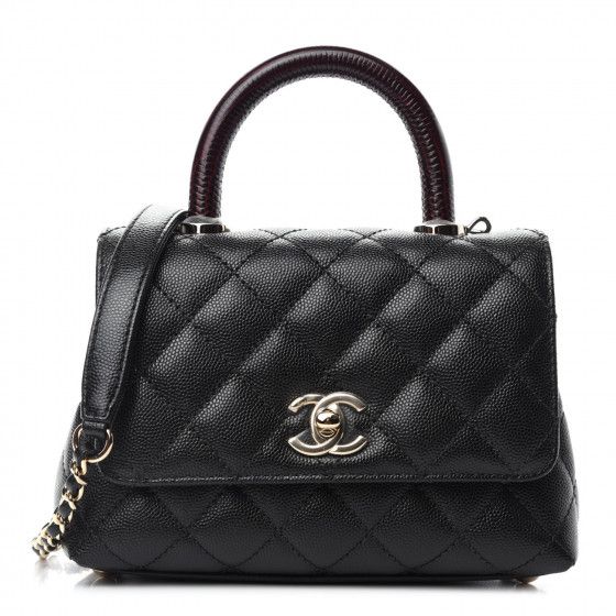 CHANEL

Caviar Lizard Embossed Quilted Extra Mini Coco Handle Flap Black | Fashionphile