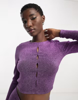 Only cut out top in purple glitter - part of a set | ASOS (Global)