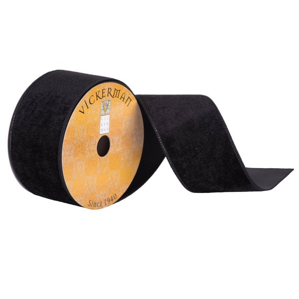 2.5" x 10yd Black Velvet Wired - Walmart.com | Walmart (US)