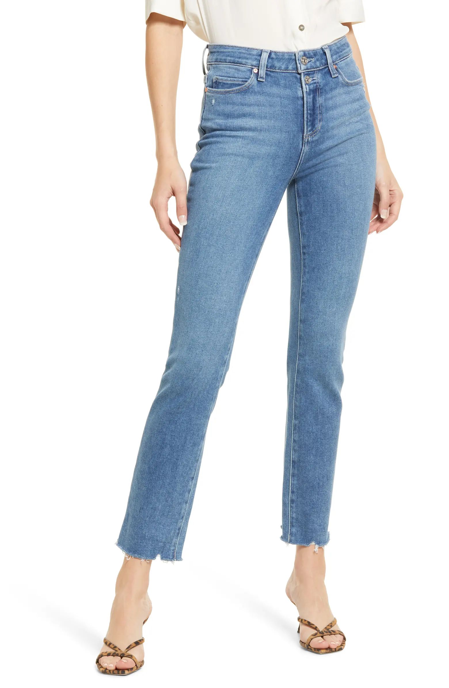 Cindy High Waist Raw Hem Straight Leg Jeans | Nordstrom