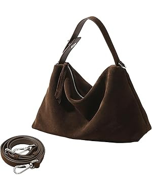 Genuine Leather Suede Tote Bags for Women, Suede Purse Suede Handbag Vintage Suede Slouchy Hobo S... | Amazon (US)
