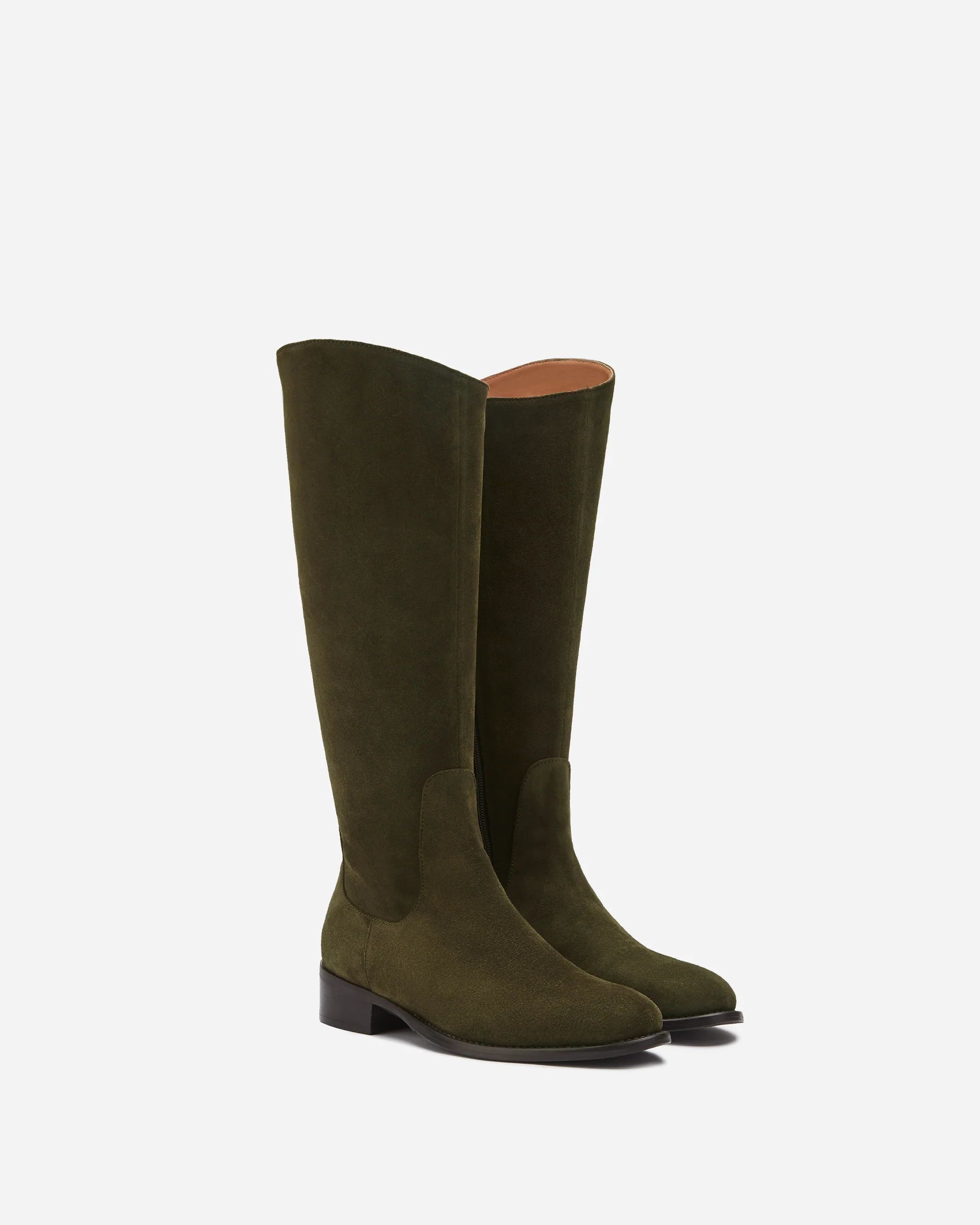 Verity Knee High Boots in Forest Green Suede | DuoBoots