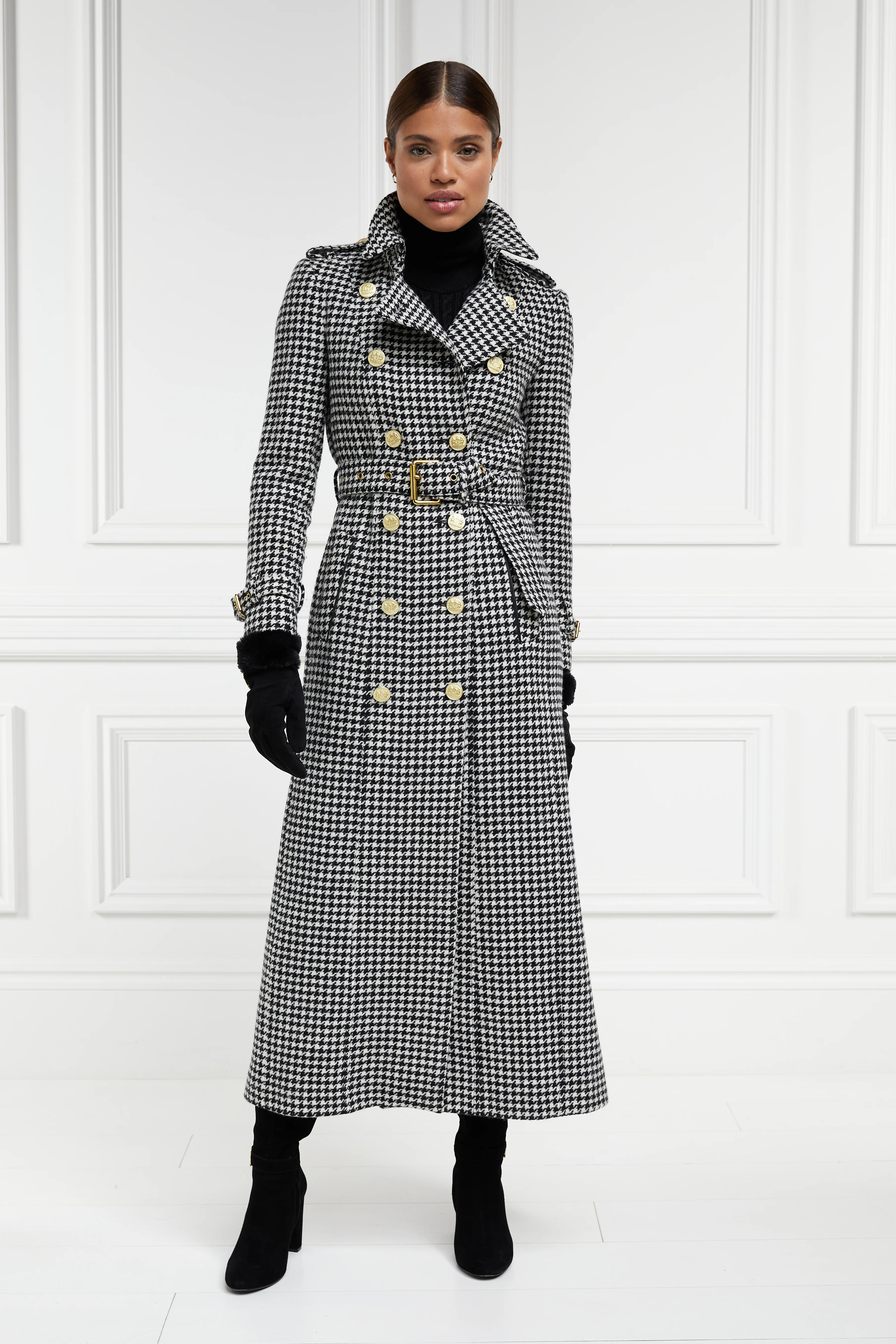Full Length Marlborough Trench Coat (Houndstooth) | Holland Cooper