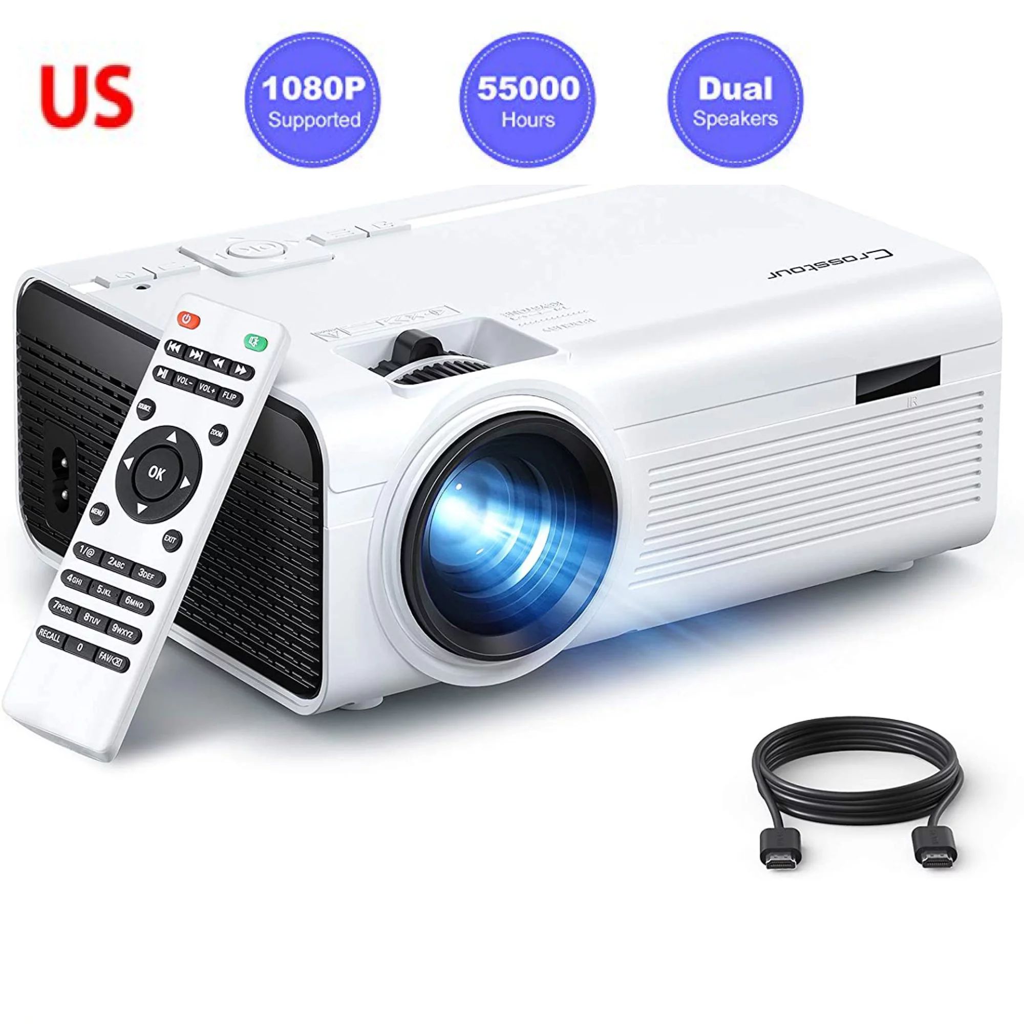 Crosstour Mini Portable Projector, 720P/1080P Supported Home Theater Projector, Ideal for gift, W... | Walmart (US)