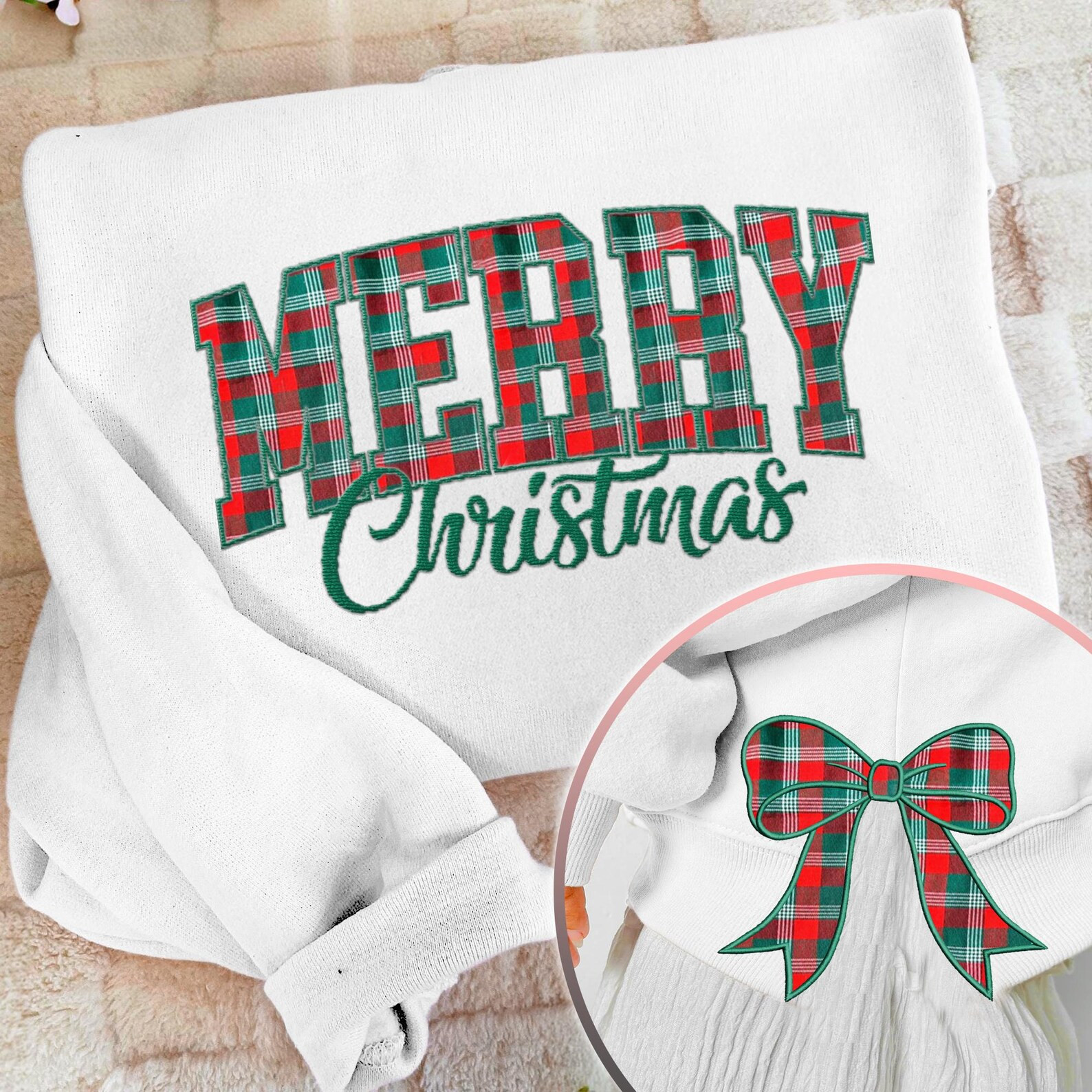 Merry Christmas Coquette Side Bow Sweatshirt, Retro Xmas Tree Lover Sweater, Bow Applique Pink Gi... | Etsy (US)