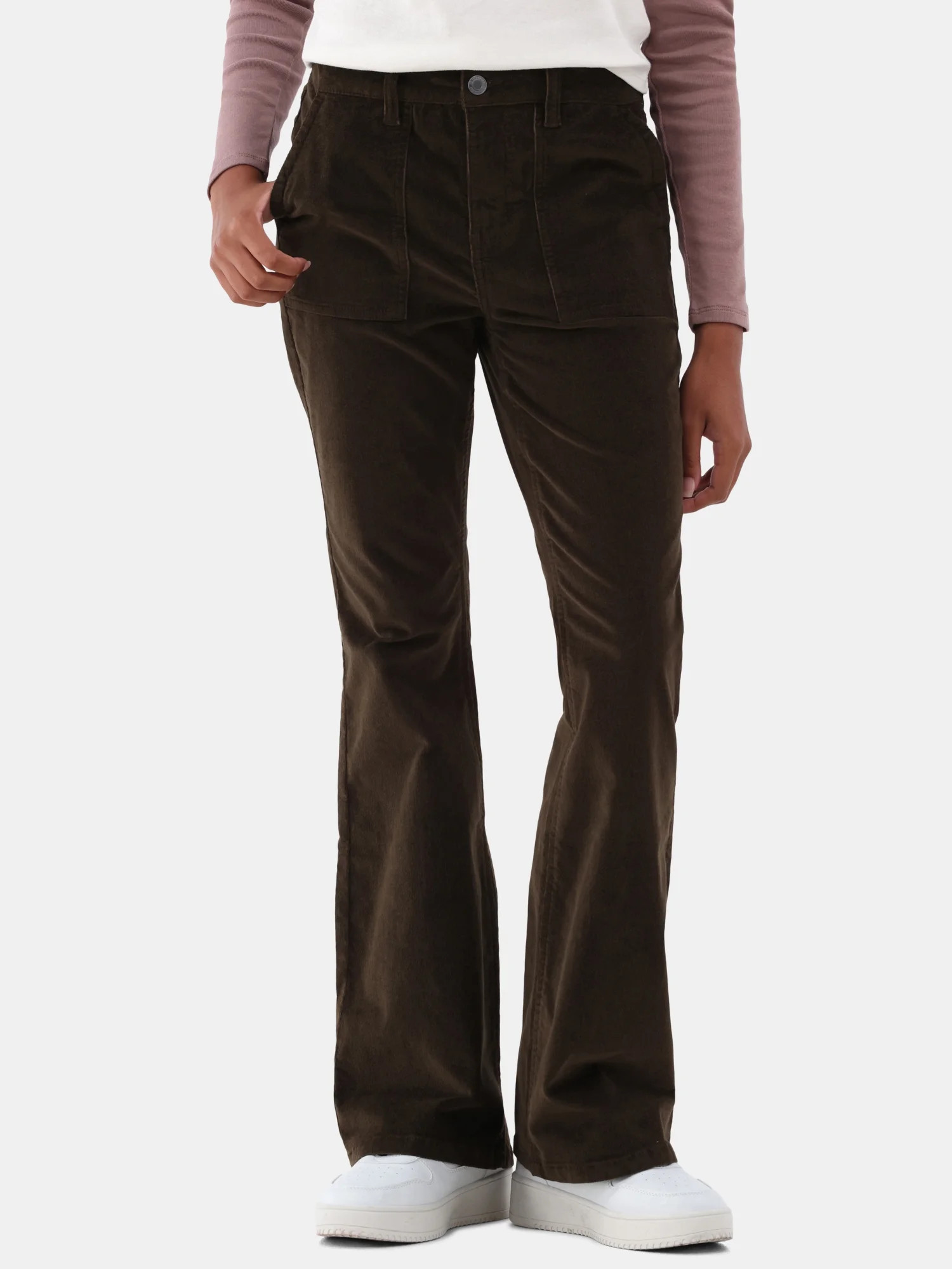 No Boundaries Mid Rise Porkchop Flare Pants, Sizes 00-18, Women's | Walmart (US)