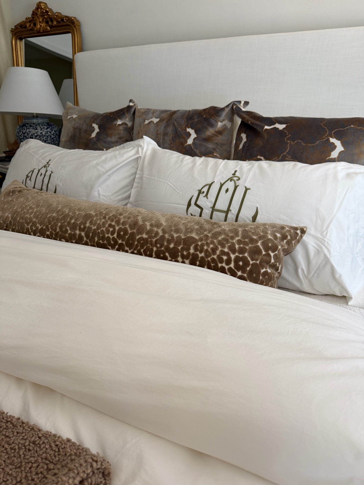 Custom bedding. Nancy meyers style. Nancy meyers bedding. Nancy meyers bedroom