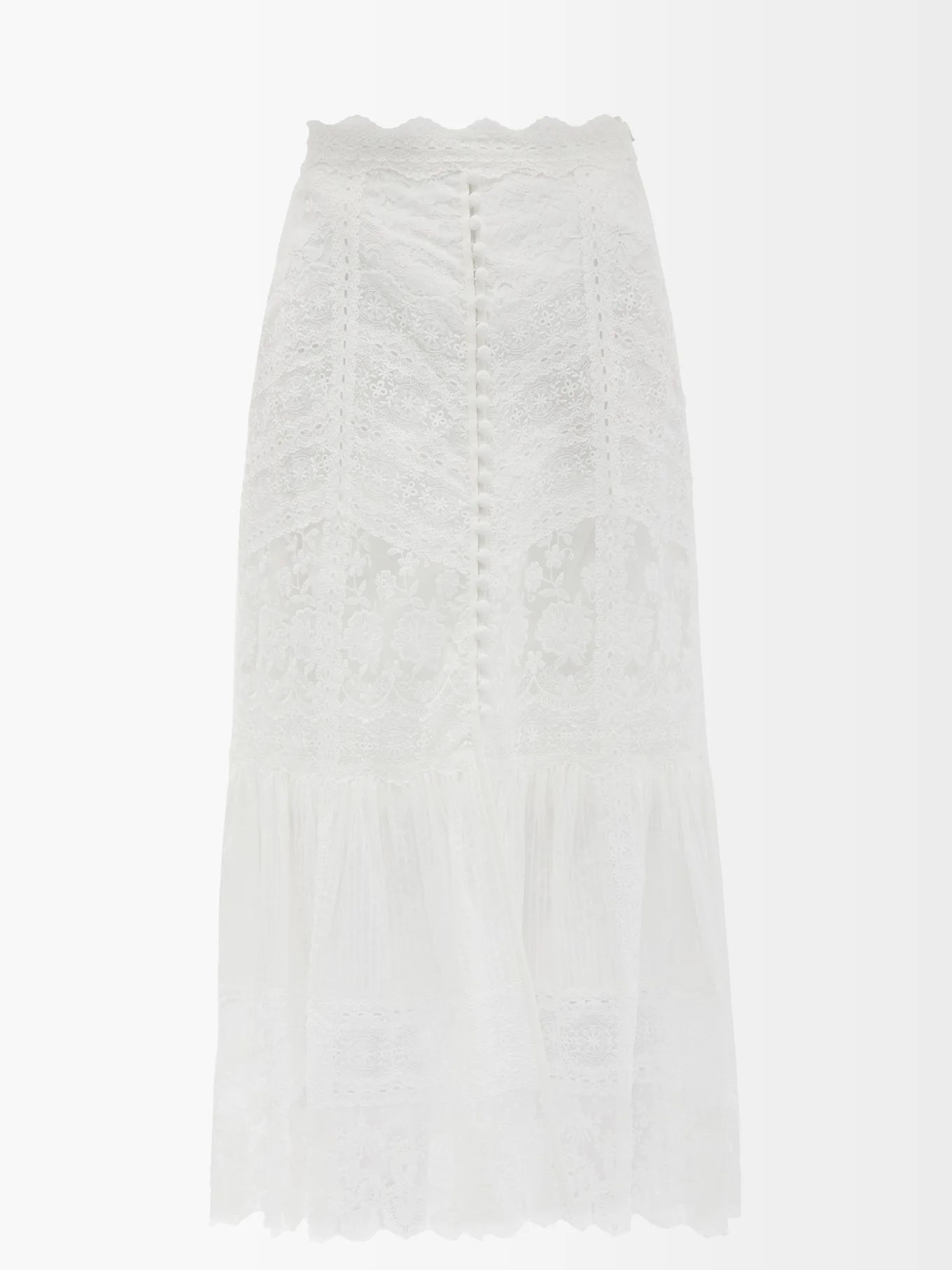 Lorna floral-lace midi skirt | Saloni | Matches (US)
