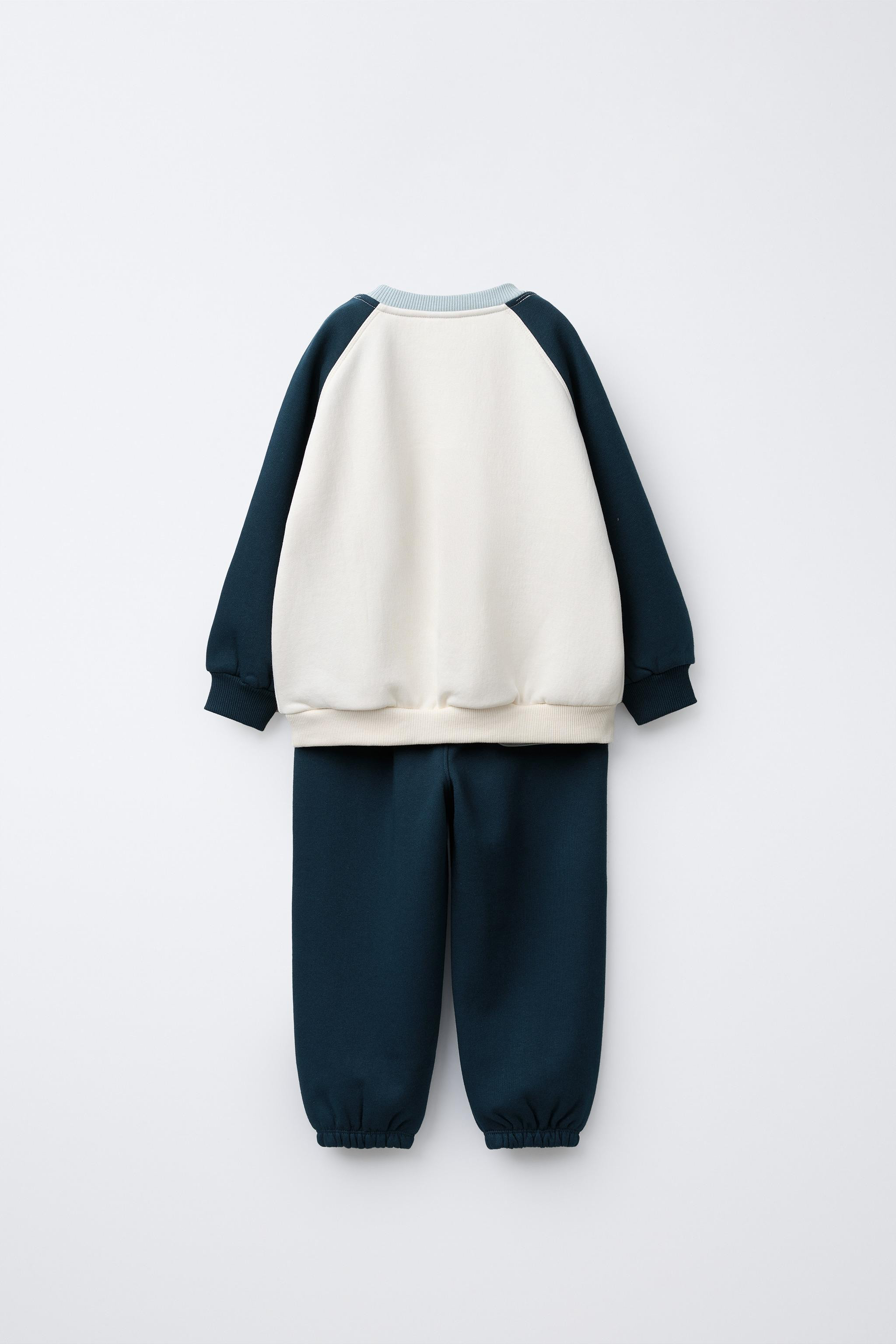 COLOR BLOCK BEAR SWEATSHIRT AND JOGGER PANTS SET | Zara US