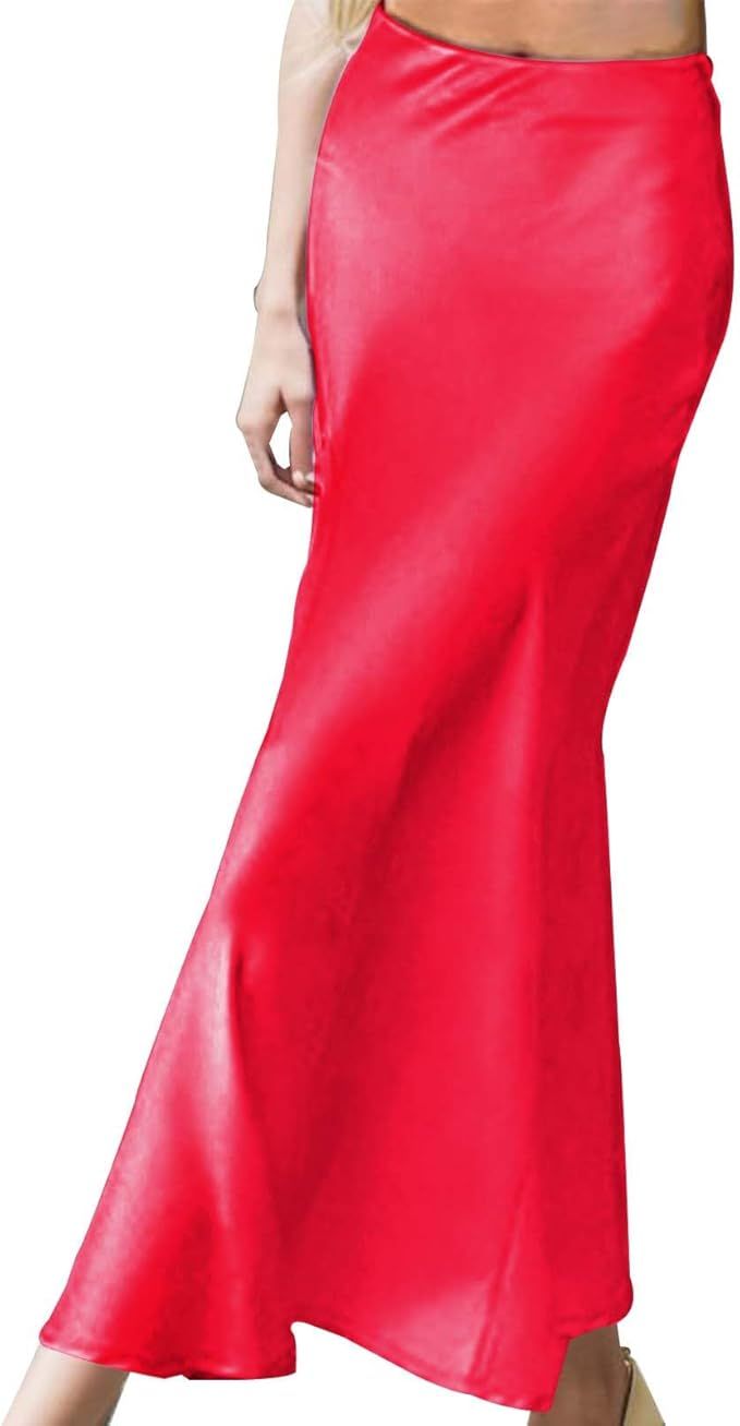 Silk Skirt Sleek & Sexy Pure Color Bodycon Midi Skirt for Women Versatile High Waist Pencil Skirt... | Amazon (US)