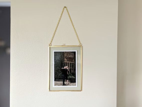5x7 Brass & Glass Vertical Hanging Photo Frame in Gold | Etsy Canada | Etsy (CAD)