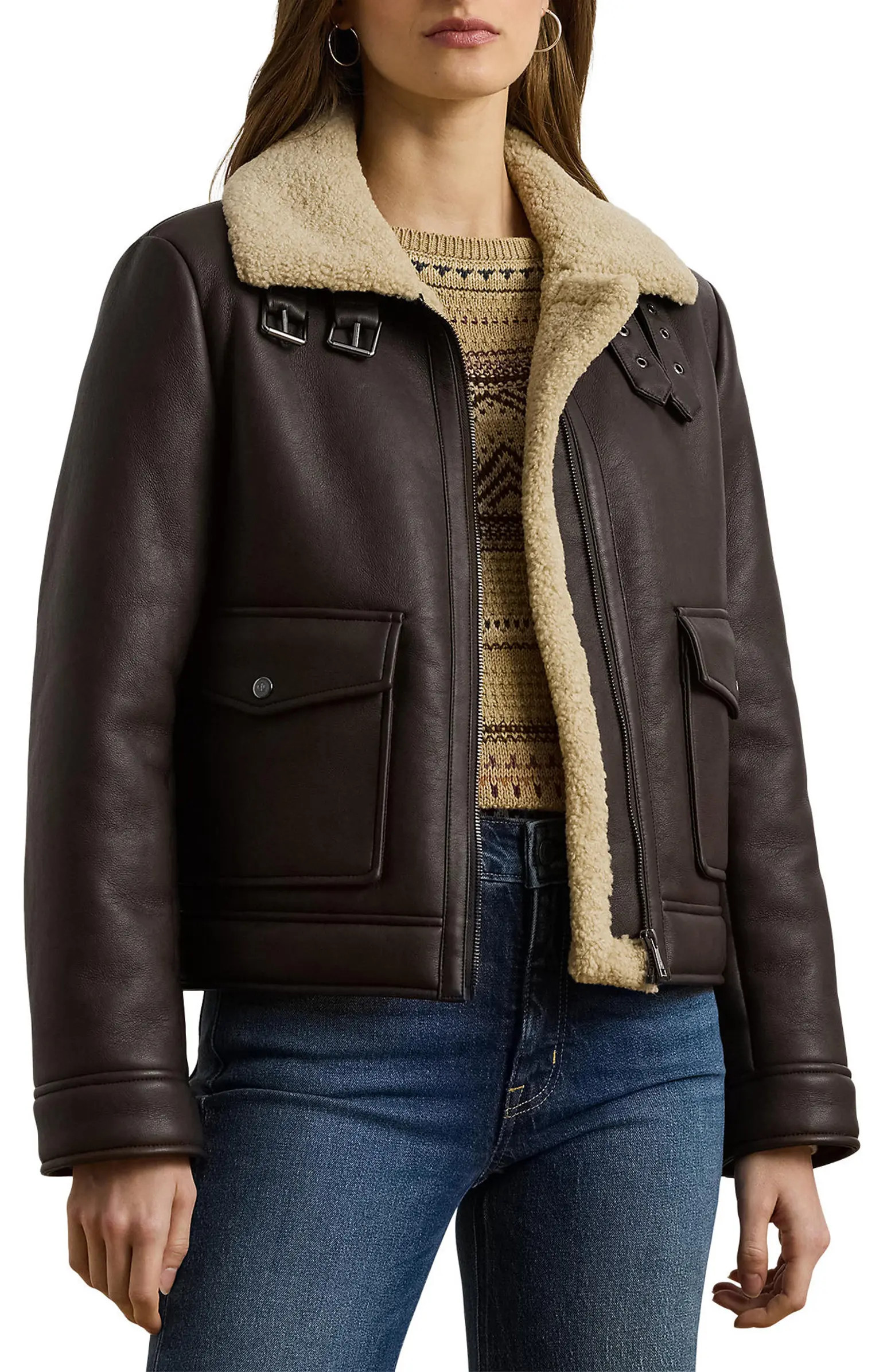 Faux Leather & Faux Shearling Bomber Jacket | Nordstrom