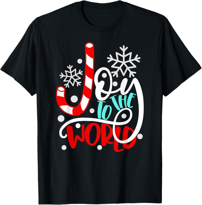 Joy to the World Candy Cane Christmas T-Shirt | Amazon (US)