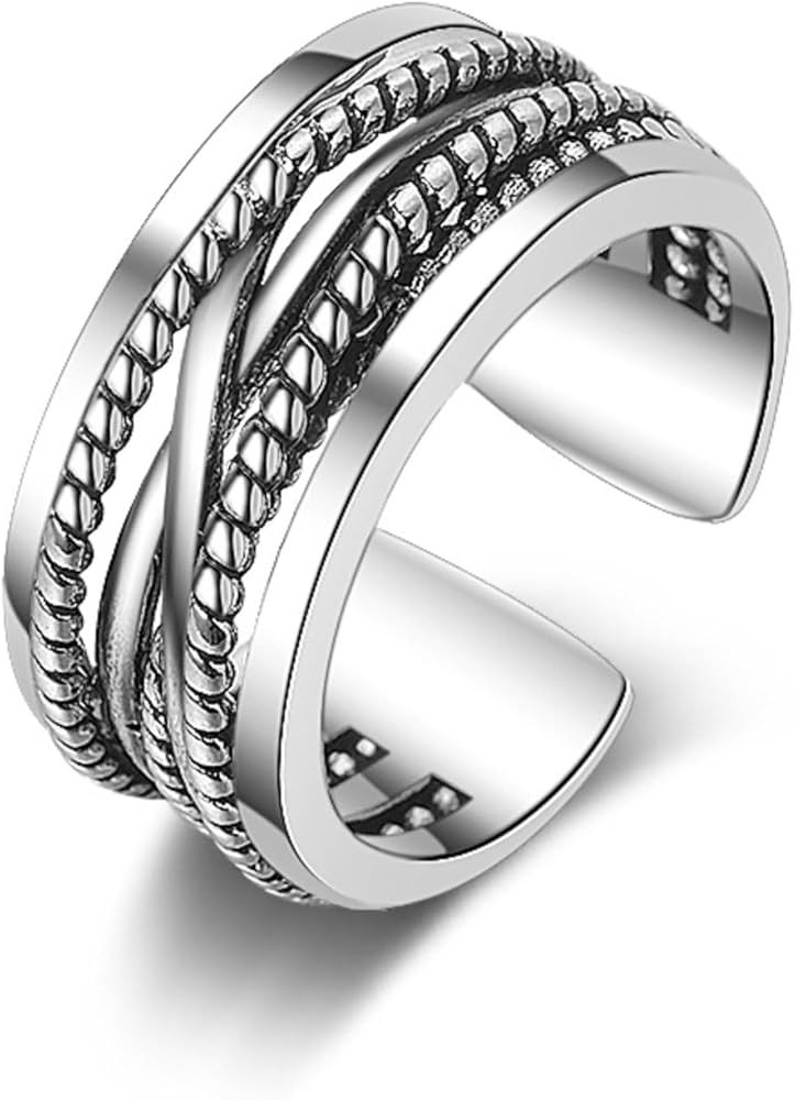 925 Sterling Silver Thumb Rings For Women Wire Intertwined Chunky Statement Rings Jewelry | Amazon (US)