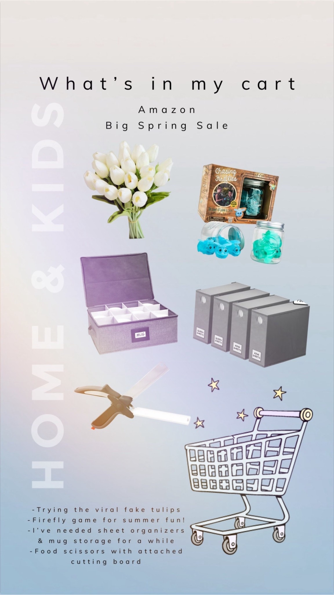 Amazon Spring Deal Sale!
-Trying the viral fake tulips
-Firefly game for summer fun!
-I’ve needed sheet organizers & mug storage for a while
-Food scissors with attached cutting board

#LTKHome #LTKKids #LTKmomlife