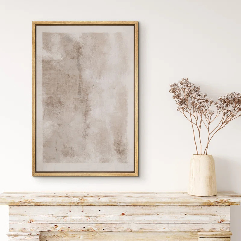 Minimal Landscape Abstract Faded Brown Tan Neutral Modern Picture Large Framed Canvas Print Wall ... | Wayfair North America