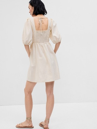 Linen-Blend Puff Sleeve Mini Dress | Gap (US)