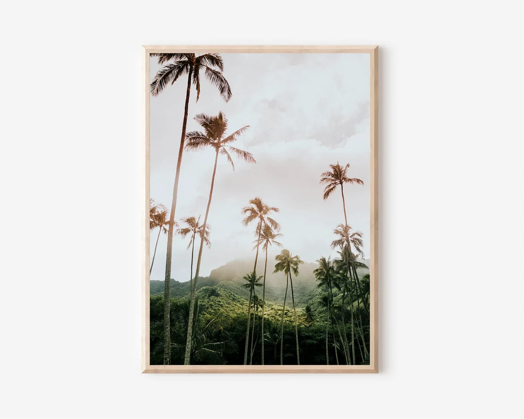 Palm Tree Print, Tropical Beach Wall Art, Pastel Beach Prints, Palm Tree Wall Art, Hawaii Beach P... | Etsy (US)