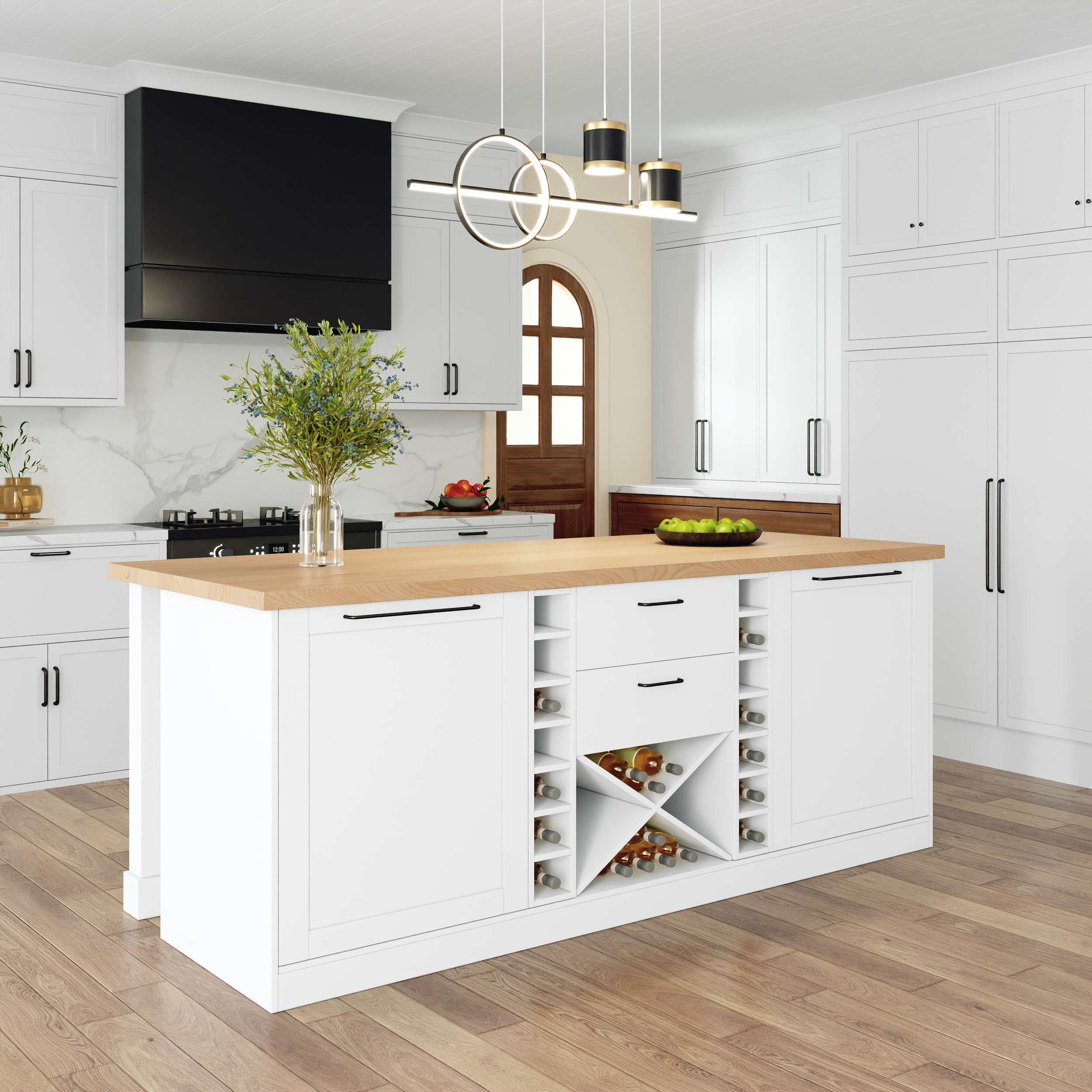 72"" Modern Laminate Kitchen lsland Natural & White with Storage | Homary