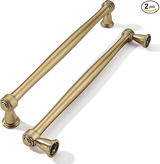 khtumeware 2 Pack 8 Inch(203mm) Brushed Brass Cabinet Pulls, Brushed Gold Kitchen Cabinet Handles... | Amazon (US)