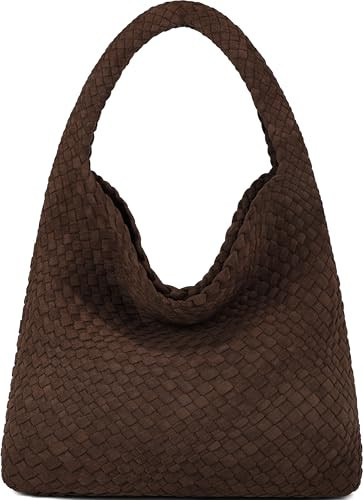 Woven Tote Bag for Women, Vegan Leather Hobo Bags Top-handle Shoulder Bag | Amazon (US)