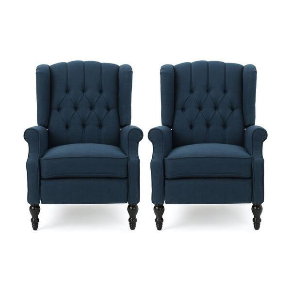 Walter Tufted Fabric Recliner (Set of 2) by Christopher Knight Home - Charcoal + Dark Brown | Bed Bath & Beyond