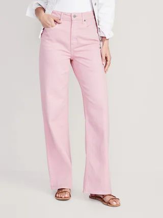 Extra High-Waisted Pop-Color Wide-Leg Jeans for Women | Old Navy (US)