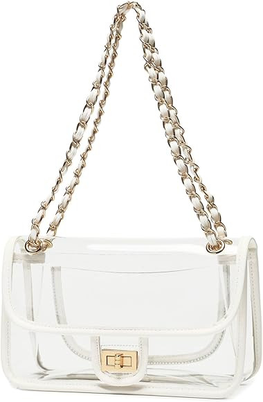 LAM GALLERY Womens PVC Clear Purse Handbag with Chain Stadium Approved Clear Bag See Through Bag ... | Amazon (US)