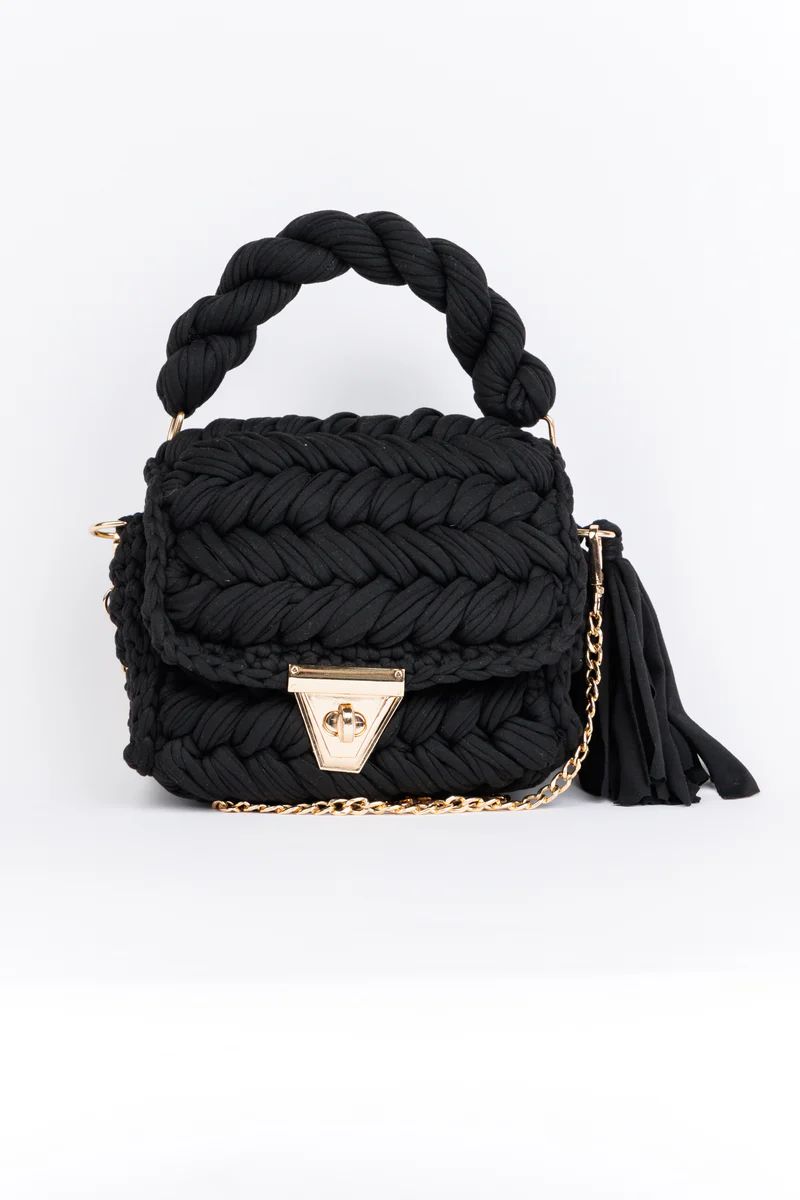 Woven Mini Bag - Black Woven Crossbody Bag | Avara