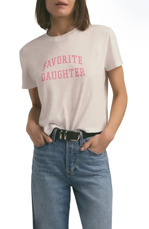 Favorite Daughter Cropped Collegiate Tee in White/Neon Pink at Nordstrom, Size Small | Nordstrom