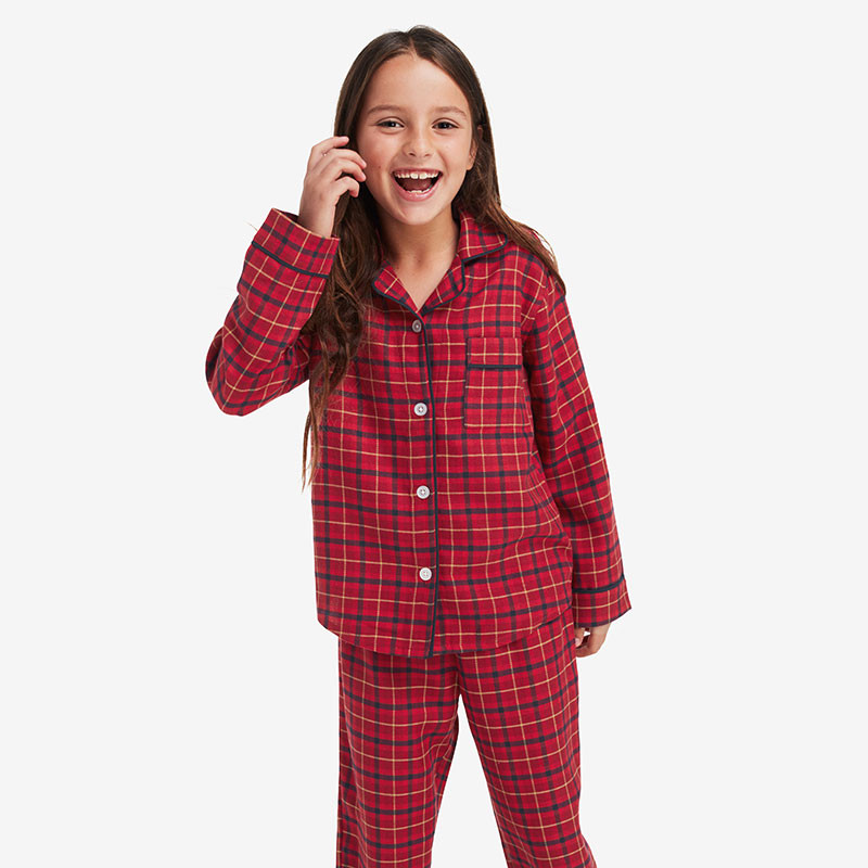 Family Flannel Kid's Classic Pajama Set - Red Plaid1, 14/16 - Blue/Red | The Company Store | The Company Store