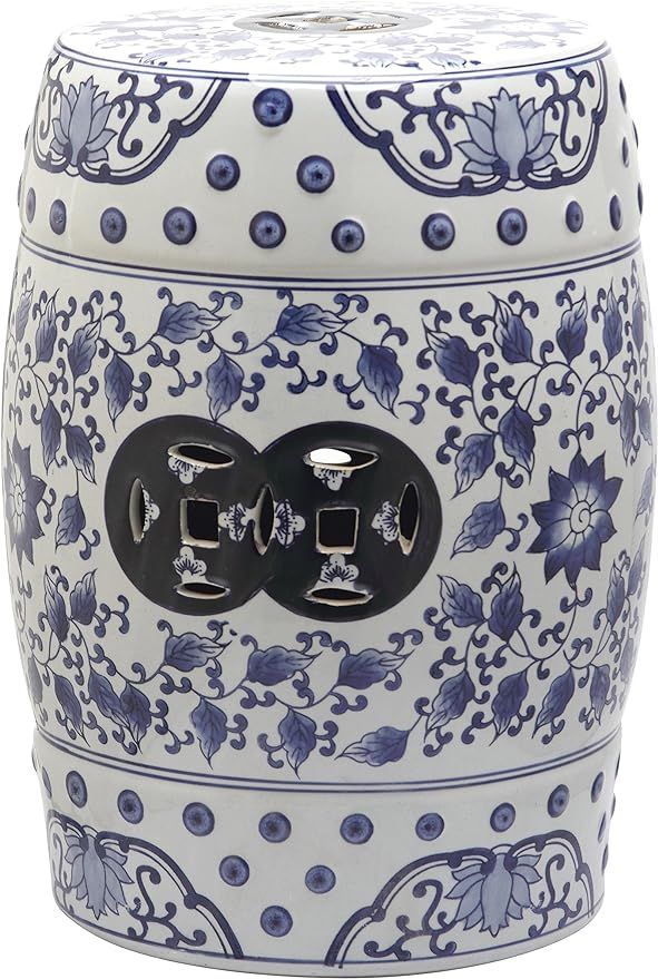 Safavieh Tao Ceramic Decorative Garden Stool, Blue and White | Amazon (US)