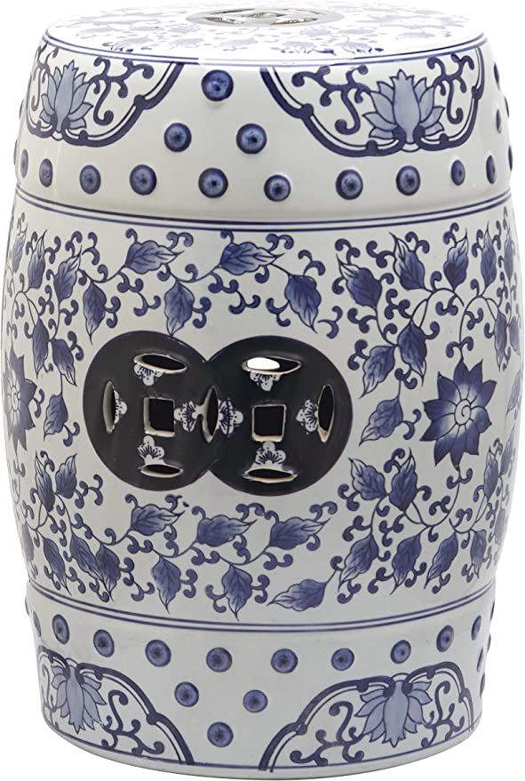 Safavieh Tao Ceramic Decorative Garden Stool, Blue and White | Amazon (US)