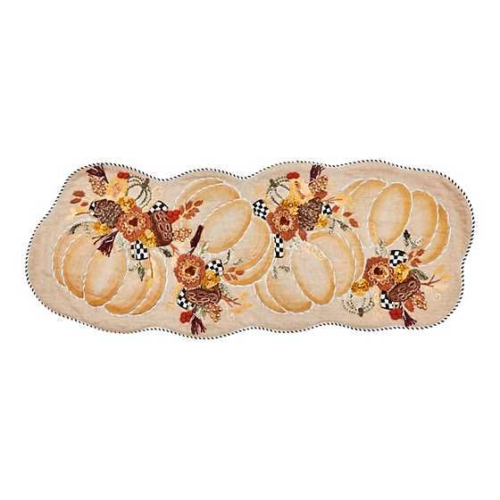 Autumn Frost Pumpkin Embellished Table Runner | MacKenzie-Childs