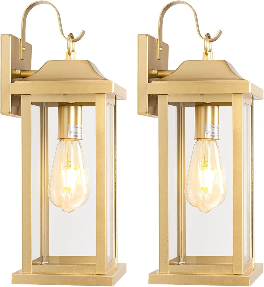 17 Inch Large Gold Outdoor Sconces Wall Lighting 2-Pack, Exterior Light Fixtures IP65 Waterproof ... | Amazon (US)