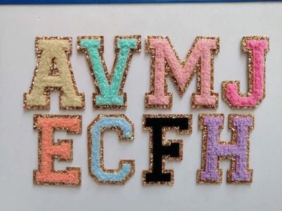 ADHESIVE Varsity Personalized multicolor Chenille bling letter | Etsy | Etsy (US)