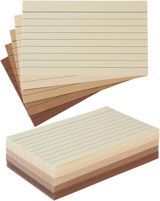 100 Sheets 3x5 Colored Ruled Note Cards Index Cards, 5 Brown | 250 GSM Heavy Flashcards for To Do... | Amazon (US)