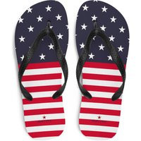 American Flag Flip Flops, Patriotic USA Red White Blue Stars Stripes Thong Sandals Woman Men Beach Print Rubber Slip On Shoes | Etsy (US)