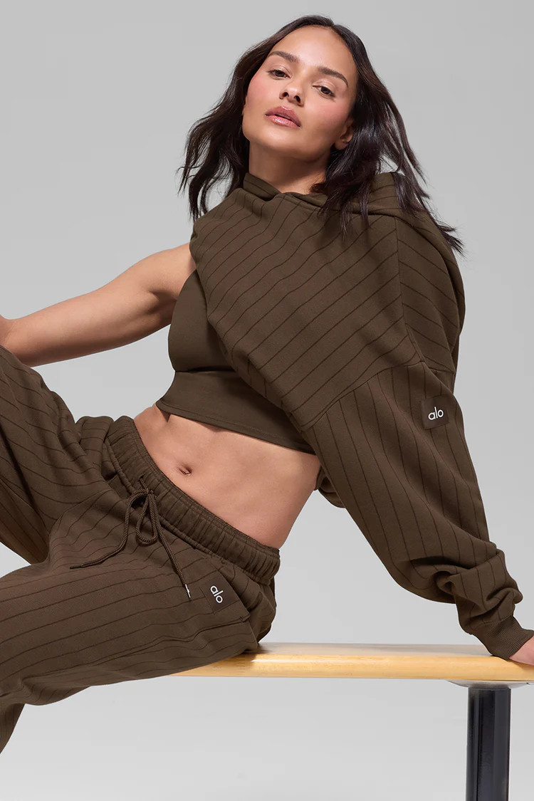 Pinstripe Hoodie - Espresso Pinstripe | Alo Yoga (US)