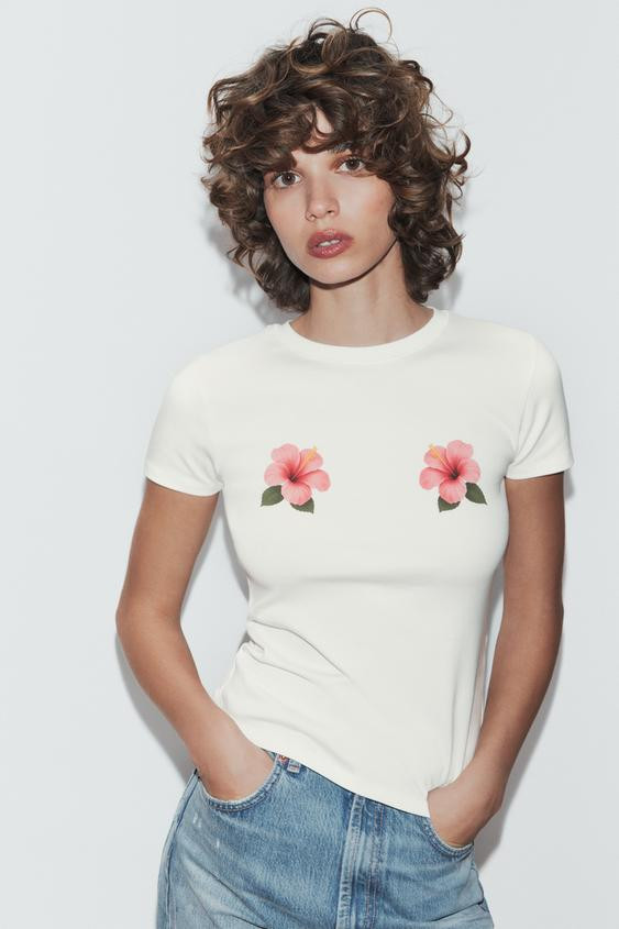 FLORAL PRINT SHORT SLEEVE T-SHIRT | Zara US