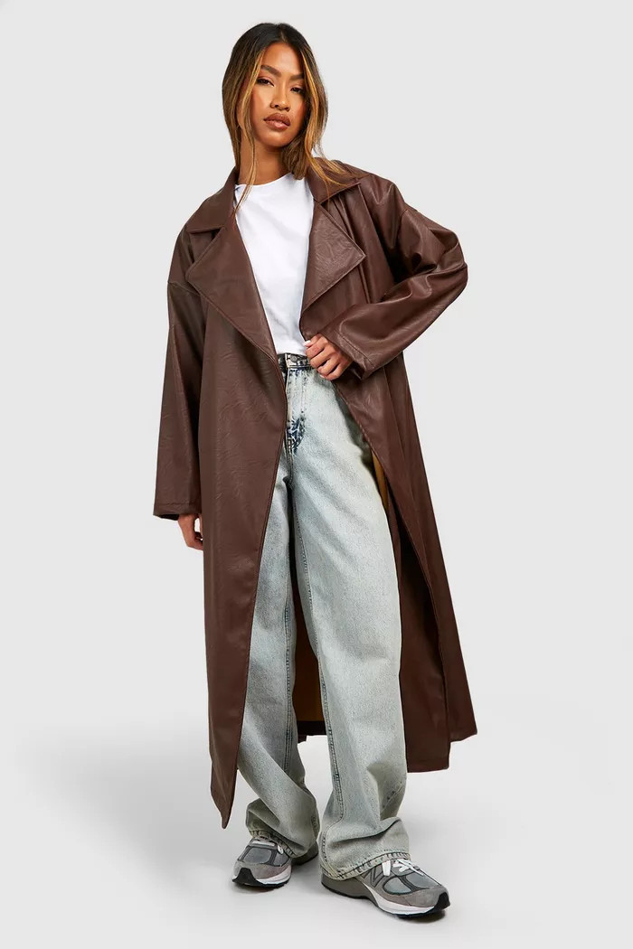 Maxi Faux Leather Trench Coat | boohoo (US & Canada)