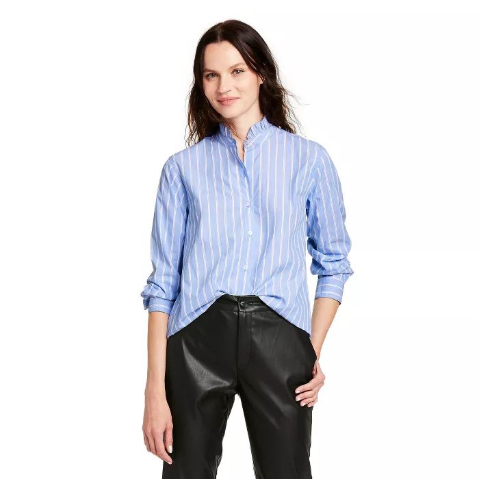 Women's Striped Long Sleeve Button-Down Shirt - Nili Lotan x Target Blue | Target
