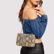 Snakeskin Pattern Chain Crossbody Bag | SHEIN