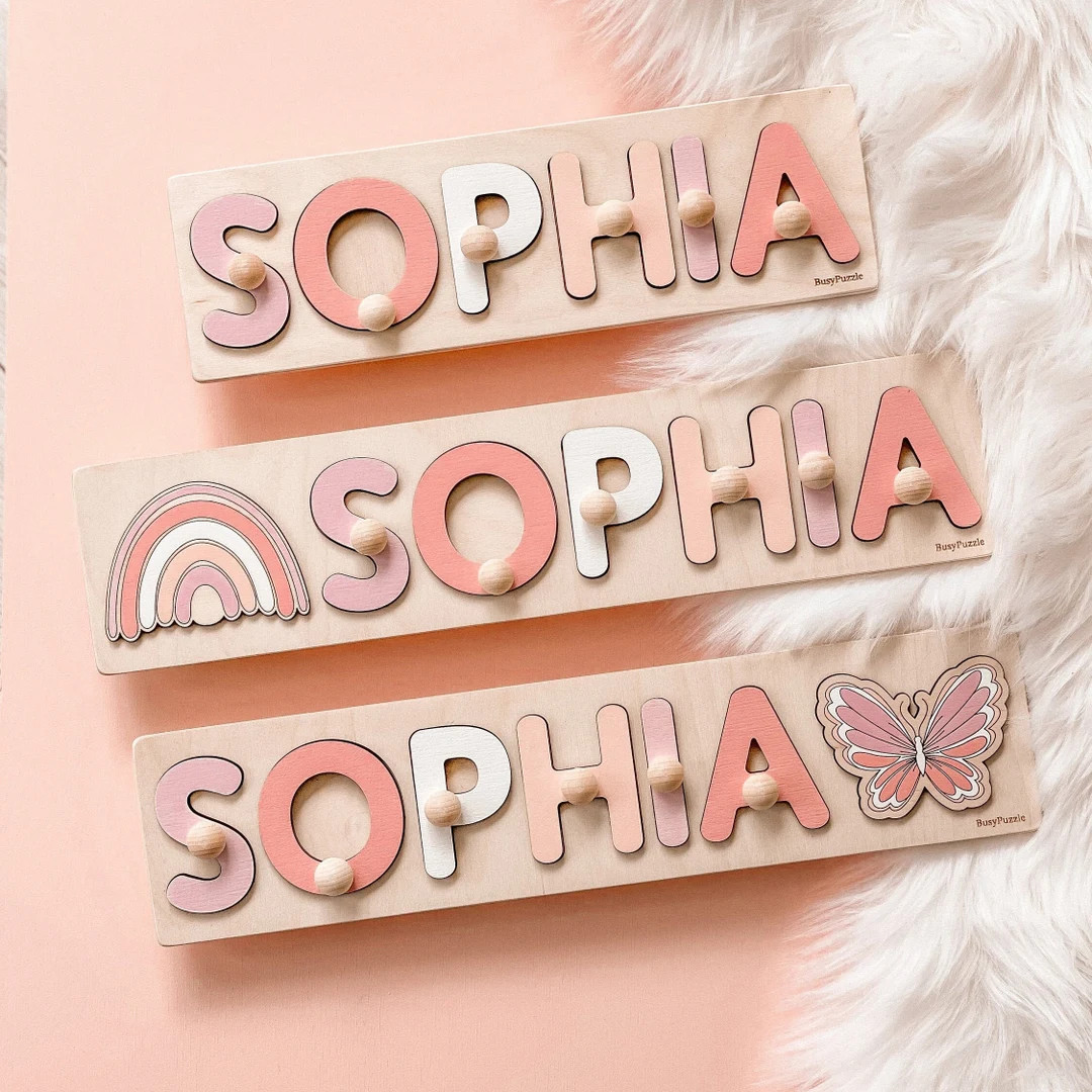 Name Puzzle Girl Wooden Toy With Butterfly at Extra Charge Kids Name Sign Customized Puzzle First... | Etsy (US)