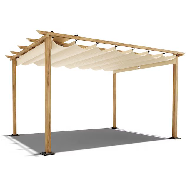 10-ft W x 13-ft L x 7-ft 3-in H Beige Metal Freestanding Pergola with Canopy | Lowe's