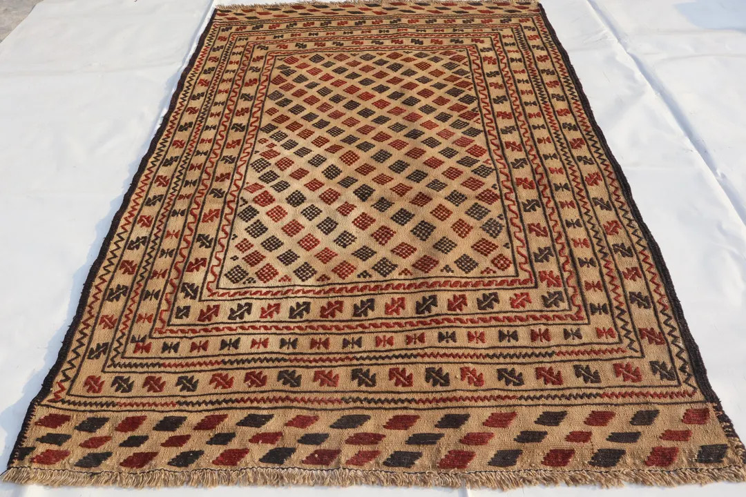 Hand Woven Wool Rug, 4x6 Flatweave Kilim Rug, Turkmen Tribal Oriental Rug, Collector Piece Rug, G... | Etsy (US)