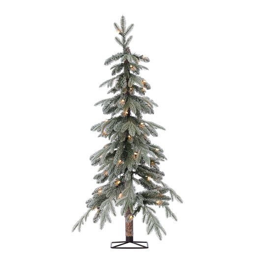 Pre-Lit Faux Natural Cut Flocked Alpine Tree | West Elm (US)