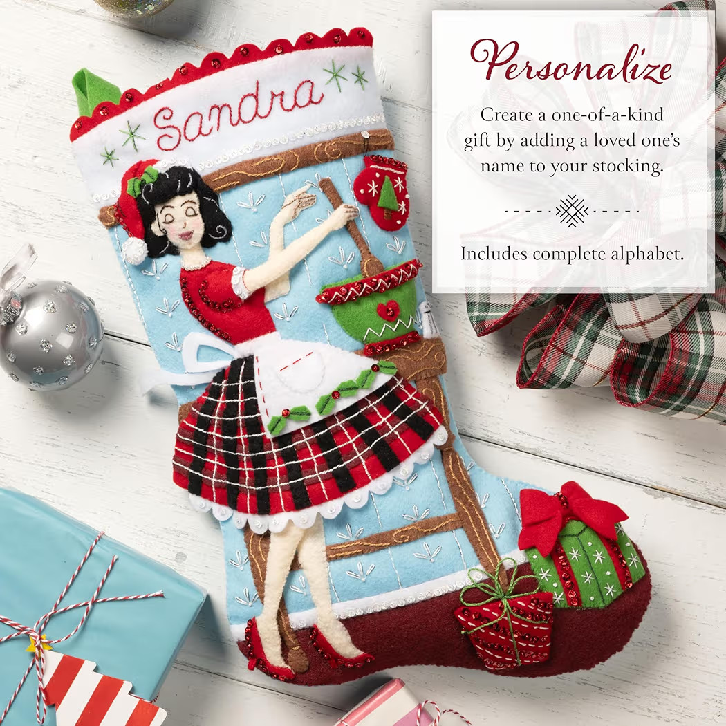 Bucilla Felt Applique 18" Stocking Making Kit, Rockin' Retro Kitchen, Perfect for DIY Arts and Cr... | Amazon (US)